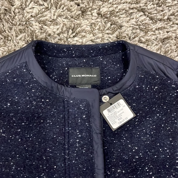 Club Monaco Mixed Media Quilted Navy Blue XXS NWT - Picture 2 of 4